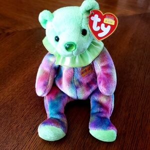 NWT Ty Beanie Babies August Bear - Green and Multicolor